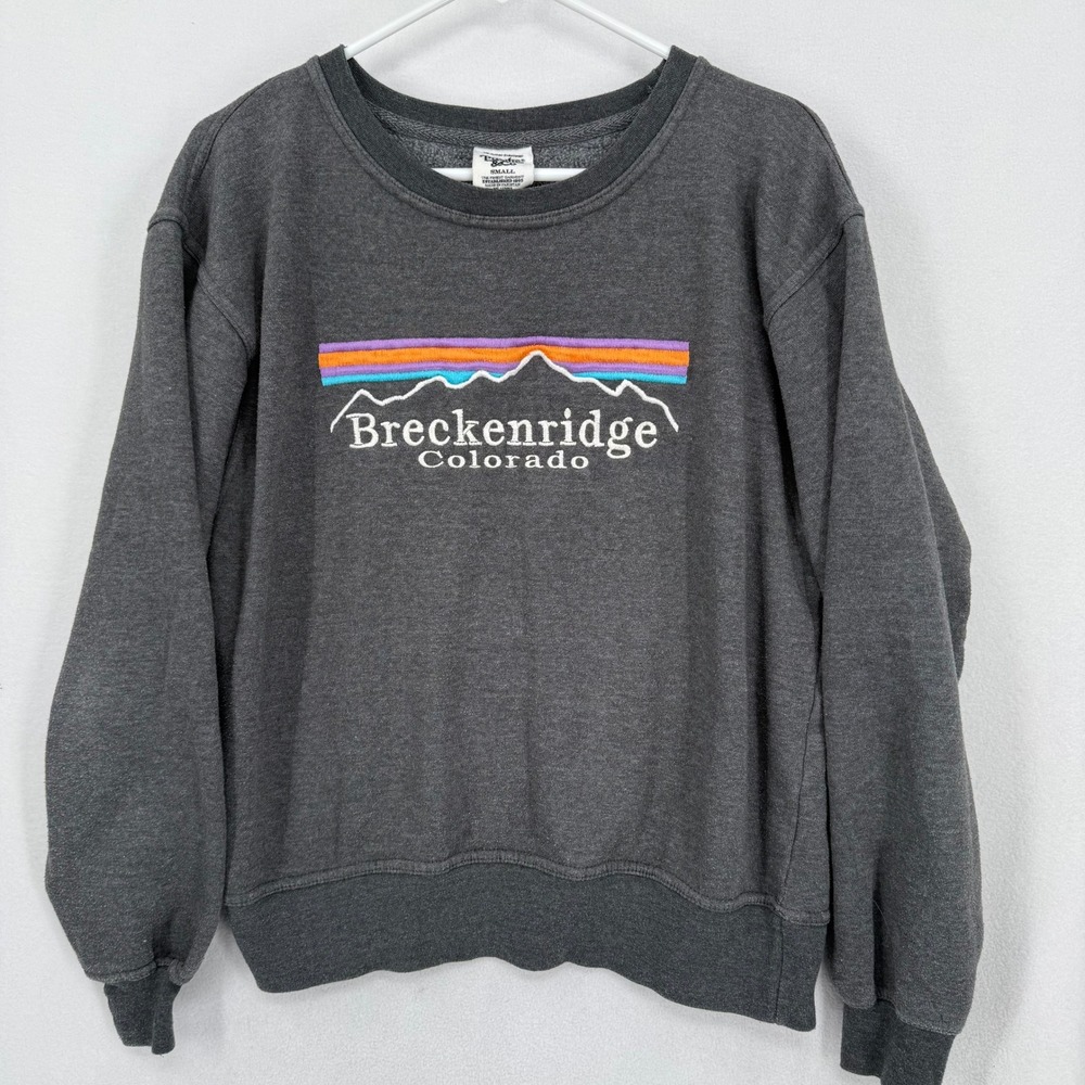 Pacific & Co Breckenridge Colorado Sweatshirt Small‎ Charcoal Grey Mountain Crew